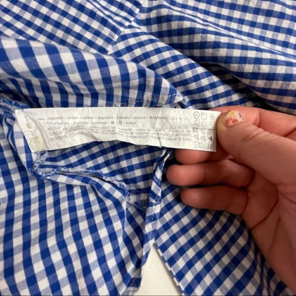 Zara Woman Blue Gingham Flounce Top, size S -VGUC - Picture 4 of 5
